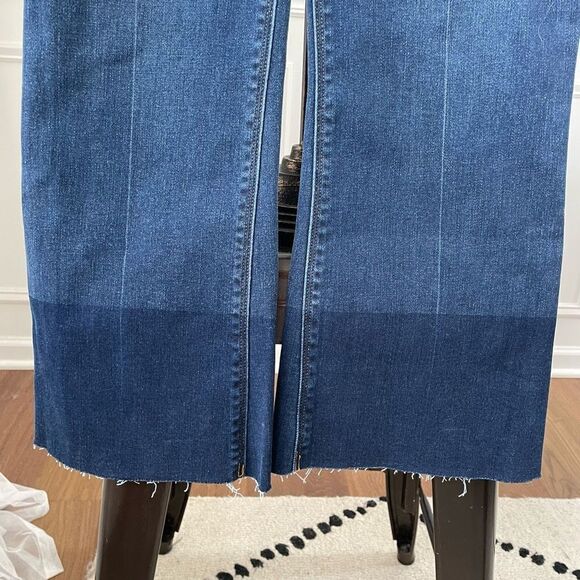 Spanx 20231R Cropped Flare Denim Jeans Medium Wash Dip Dye Hem S - Picture 4 of 7